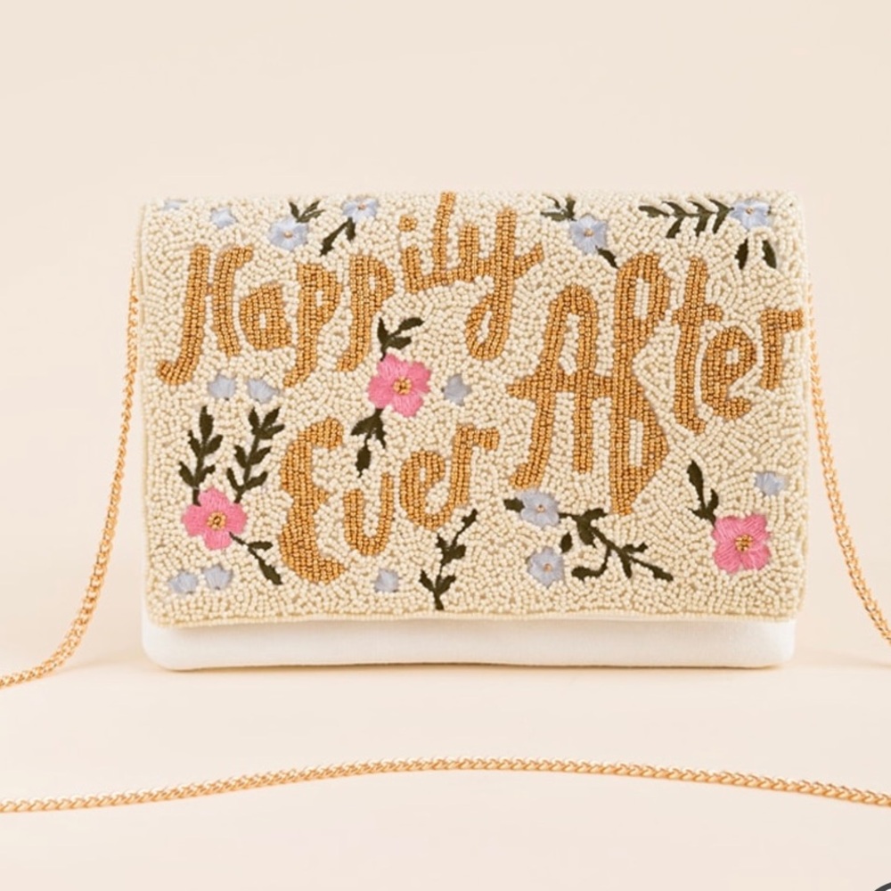 NWT- Francesca’s happily ever after beaded clutch